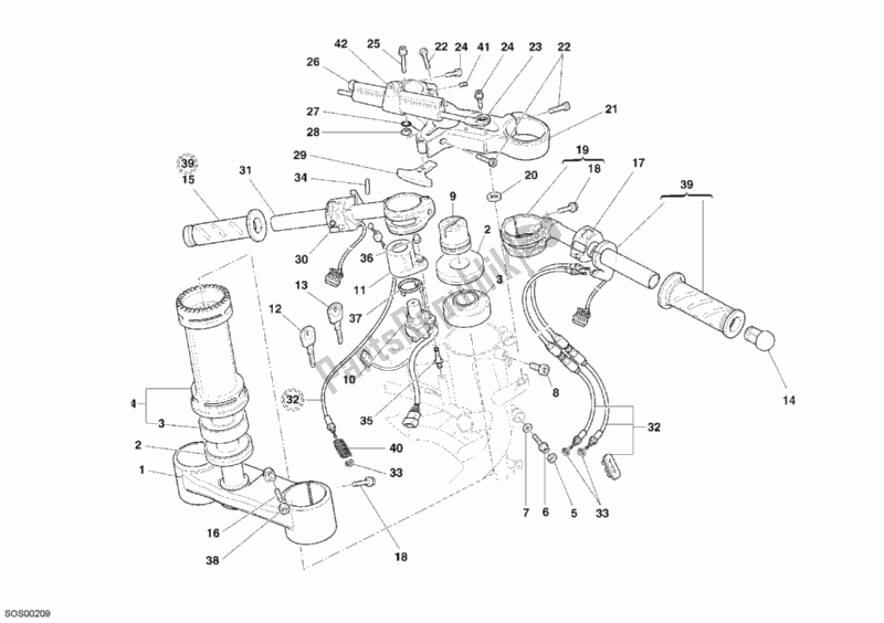 Tutte le parti per il Manubrio del Ducati Superbike 999 R 2006